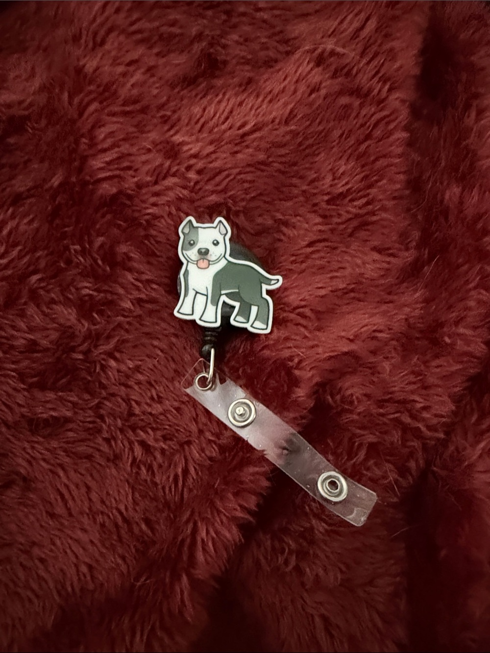 Gray Dog Badge Reel ID Holder with Clear Strap
